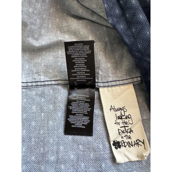 Ted Baker Men's Long Sleeve Diamond Print Button Down Shirt Blue Size 4 Cotton - Picture 11 of 11